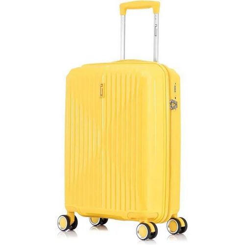 Celims France - Valise Cabine en Polypropylène | Modele 2025 | Taille 55cm 10kg | Serrure TSA | 8 Roulettes 360 | Jaune