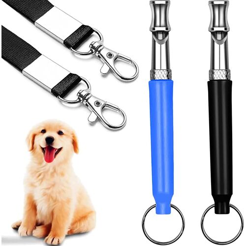 2pcs Sifflet Ultrason Chien,Sifflet Chien,Sifflet Ultrason Chien Rappel,Sifflet Anti Aboiement Chien,Sifflet Dressage Chien(Noir+Bleu)