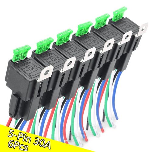 Kit De Commutateur De Relais De Fusible 12v 5 Broches 30a 6 Pièces/Lot