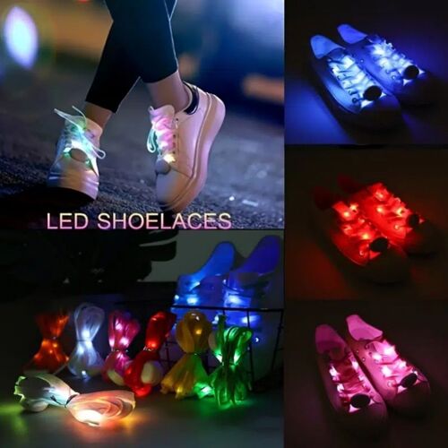 Lacets De Chaussures De Sport Lumineux Led, 3 Paires, Cordons De Chaussures Lumineux, Ronds Et Lumineux