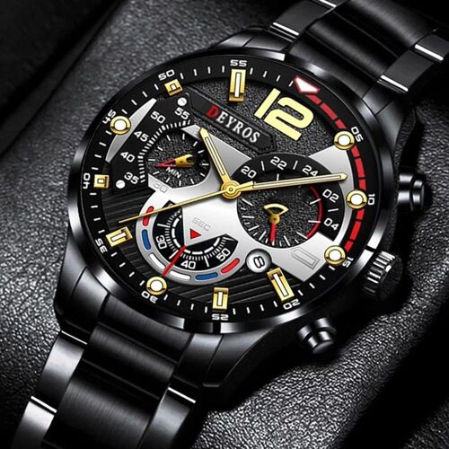 Montres De Sport Pour Hommes, Montre-Bracelet De Luxe À Quartz En Acier Inoxydable, Calendrier Lumineux, Horloge D'affaires Décontractée