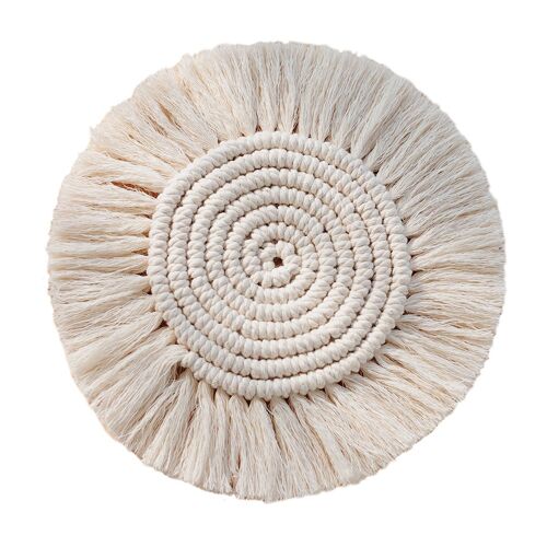 Dessous De Verre Tressé En Coton, Fait À La Main, En Macramé, Coussin De Tasse, Antidérapant, Style Bohémien, Tapis De Table Thermo-Isolant, Dessous De Verre Pour Tasse À Café
