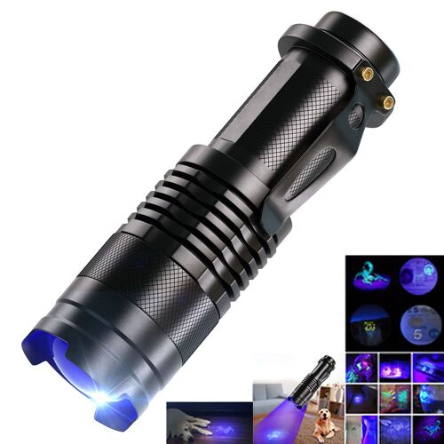 Mini Lampe De Poche Uv À Led, Torche À Lumière Noire, Longueur D'onde 395 Nm, Faisceau Violet, Concentrable, Révélation D'urine Animale, De Scorpion Et D'hygiène Féminine