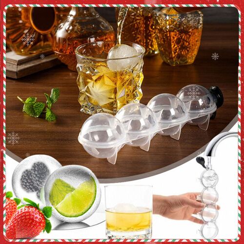 Boîte À Glace De Cuisine, Fabricant De Glaçons À 4 Trous, Moule De Hockey Sur Glace Rond, Boule De Vodka, Articles De Fête
