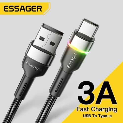 Essager Câble Usb Type C Pour Chargeur De Téléphone Portable, Cordon De Chargement Rapide Pour Modèles Xiaomi 11, 12, Poco F3, Realme Huawei, Oneplus, Compatible Avec Data Wir, 2m