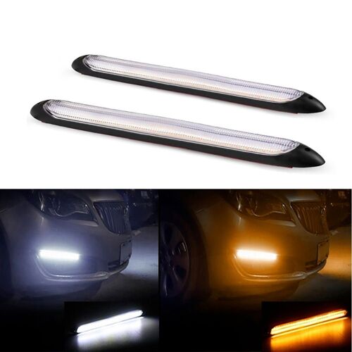 2 Feux De Jour Led Drl Pour Voiture, Clignotant Jaune, Blanc, Étanche, Bande De Phares Séquentiels, Universel
