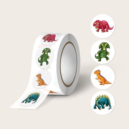 Autocollants Ronds De Dinosaures En Rouleau, 500 Pièces/Rouleau, Pour Enfants, Récompense Pour Enseignant, Fournitures Scolaires, Animal, Promotion