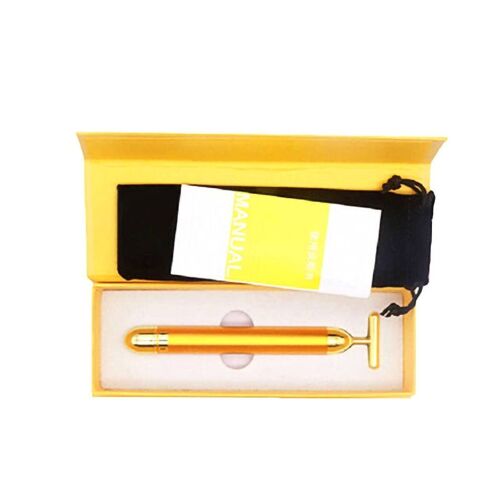 Masseur Facial Vibrant Fin En Forme De T, Accessoire De Massage, 24k, Doré