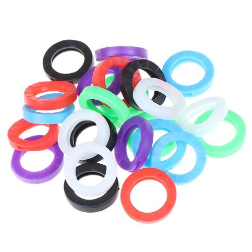 24 pièces Multi couleur caoutchouc doux clés serrures bouchon Topper couleurs vives creux clé couvre porte-clés élastique boîtier rond Silicone souple