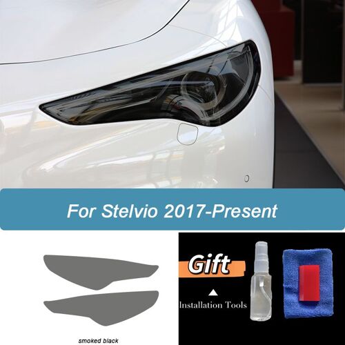 Film De Protection Pour Phares De Voiture, 2 Pièces, Autocollant Noir Fumé En Vinyle Transparent Tpu Pour Alfa Romeo Stelvio 949 2017-On 2022