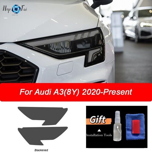 Film De Protection Pour Phares De Voiture, Autocollant Transparent En Tpu, Noir Fumé, Pour Audi A3 8y S3 2020 2021, 2 Pièces