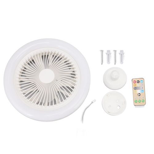 Ventilateur de plafond LED 36 W, 9,8 pouces, petit ventilateur LED E27 silencieux pour chambre à coucher, 86 à 265 V, blanc