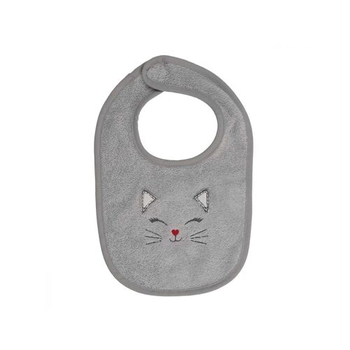 Bavoir Scratch Brodé 450gr/M² Chat Kooky - Gris Perle - T1 Pm