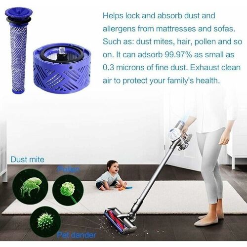 Filtre HEPA V6 & Pre Filtre d'Aspirateur V6 V7 V8,Kit de Filtre de Remplacement pour Dyson V6 Range,Accessoire d'Aspirateur DY-966912-03(lot de 3,avec brosse de nettoyage) goodnice
