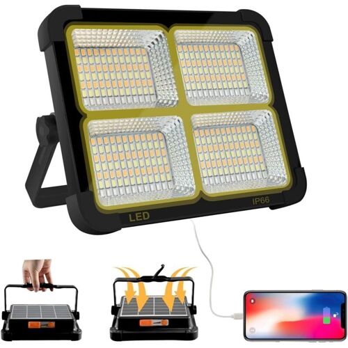 Projecteur Led Rechargeable 100w 10000lm, Lumiere De Travail Lanterne Portable Avec Panneau Solaire, 16500mah Usb Lampe Rechargeable, Pour Camping, Chantier, Garage, Atelier [Classe Energetique A+] Goodnice