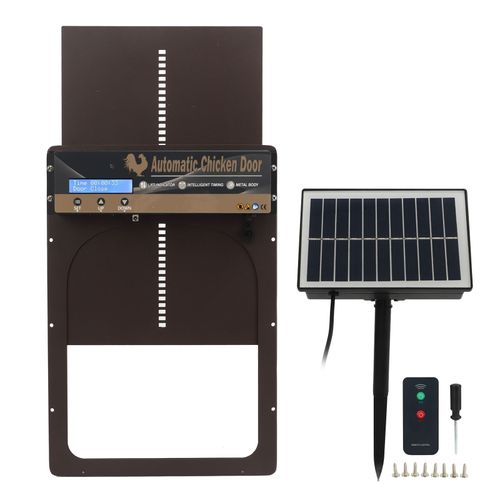 Porte De Poulailler Automatique, D¿¿Tection De Lumi¿¿Re, Synchronisation, T¿¿L¿¿Commande Solaire 3 En 1, Porte De Poulailler Pour Ferme D'¿¿Levage, Marron