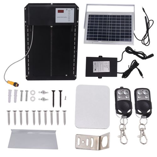Porte De Poulailler, Capteur De LumièRe à éNergie Solaire, Minuterie, Ouvre-Porte Anti-Pincement Avec TéLéCommande, éTanche Ip44, Pour Maison Et Ferme
