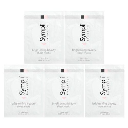 Sympli Beautiful Beauty, Masque Illuminateur En Tissu, 5 Masques, 25 Ml Pièce 