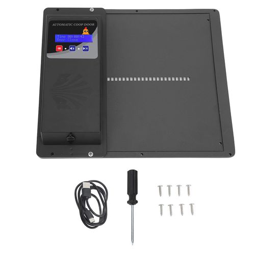 Porte De Poulailler Avec Minuterie, Affichage Led, Ouvre-Porte Automatique Programmable, Ouverture Horizontale Pour Poulets, Canards, Oies, Noir