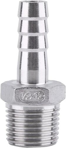 KALANKA-Raccord de Tuyau de Filetage Mâle Raccord de Queue de Tuyau de Barb BSP Acier Inoxydable SS304 (1/2"x12mm)