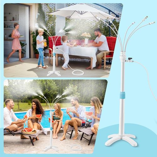 Brumisateur De Exterieur,Brumisateur De Jardin Avec Douche De Jardin,Système Refroidissement Par Brume Debout Avec 5 Buses,Pour Patio Jeux D'Eau Fêtes À La Piscine