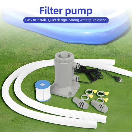 Pompe de Filtration à Cartouche pour Piscines Hors Sol 55 W Débit de 250 L/H Faible Bruit Circulation et Filtration Améliorées Cartouche de Pompe de Filtre à Eau avec 2 Tuyaux/Cartouche Filtrante