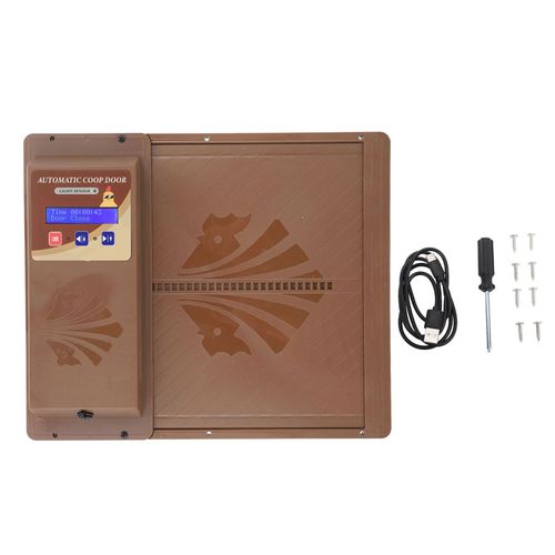 Porte Automatique De Poulailler, Ouverture Horizontale Usb, Ouvre-Porte Automatique De Poulailler Avec Minuterie Marron