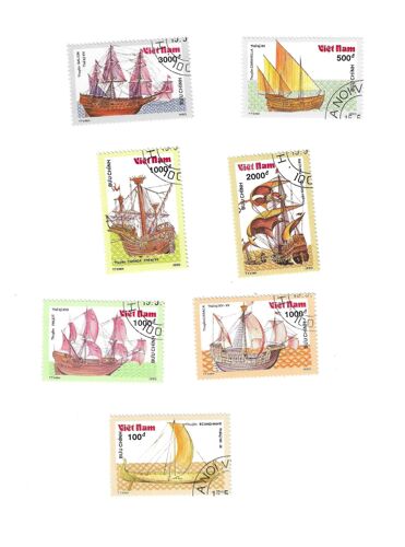 Vietnam - Lot De 7 Timbres Oblitérés 1990 Bateaux