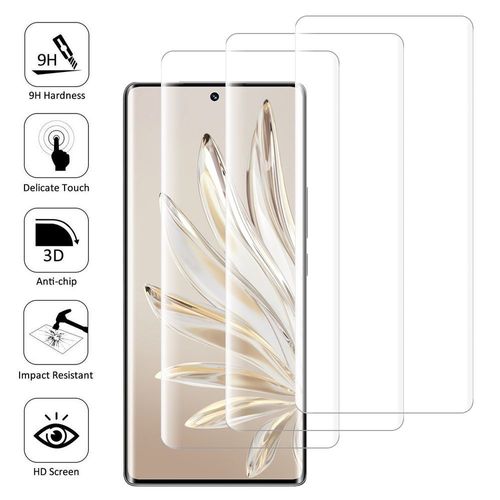 Lot/ Pack De 3 Films En Verre Trempé Pour Honor 70 6.67" Bord Incurvé Resistant - Transparent