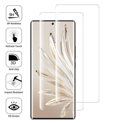 Lot/ Pack De 2 Films En Verre Trempé Pour Honor 70 6.67" Bord Incurvé Resistant - Transparent