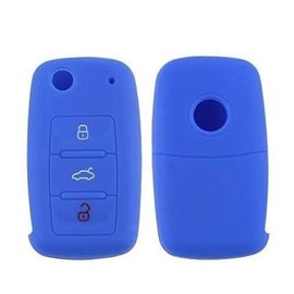 Etui Coque Housse Silicone Clé Pour Golf 5 6 Passat Polo Mk5 Mk6 3 Boutons Choix (Bleu)