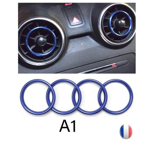 Cercle Anneau Pour Audi A1 Bleu Bague Buse Grille De Ventilation Aération Sport Lot De 4 Anneaux Cerclage Grilles D'aération