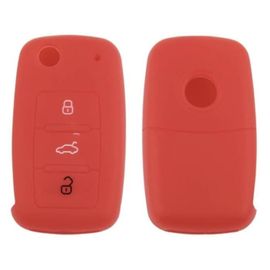 Etui Coque Housse Silicone Clé Pour Golf 5 6 Passat Polo Mk5 Mk6 3 Boutons Choix (Rouge)