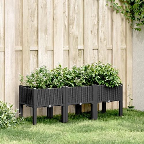 Prolenta Premium - Jardinière Avec Pieds Noir 120x40x42 Cm Pp