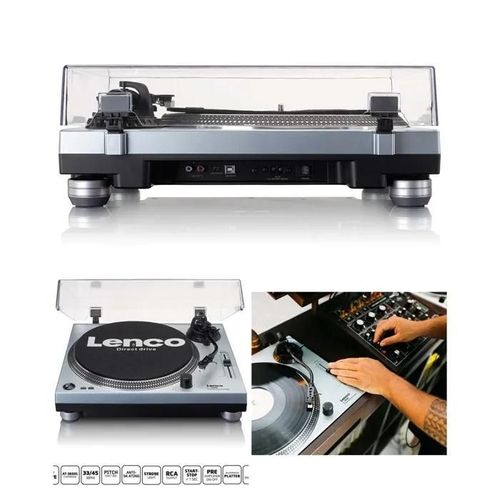 Platine vinyle LENCO BLEU METAL à entrainement direct stéréo avec encodage USB / PC 33/45 tours