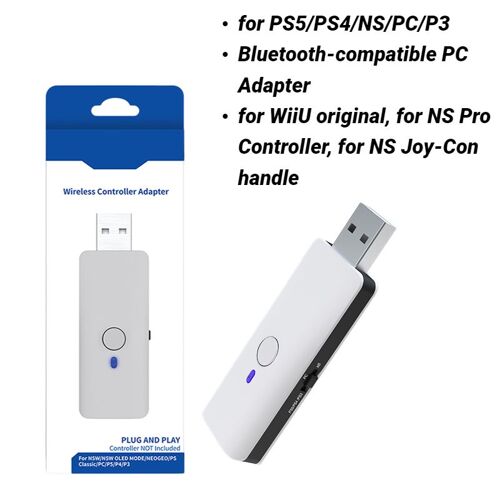 Adaptateur USB sans fil pour PS5, PS4, NS, PC, récepteur de contrôleur P3, transmetteur audio compatible Bluetooth, accessoires de console de jeu