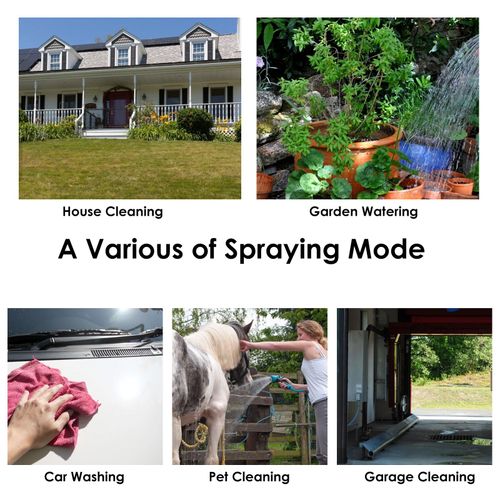 Tuyau d'arrosage extensible, tuyau d'eau flexible et pratique multifonctionnel avec connecteurs de buse pour le lavage des sols/arrosage du jardin/nettoyage des animaux domestiques