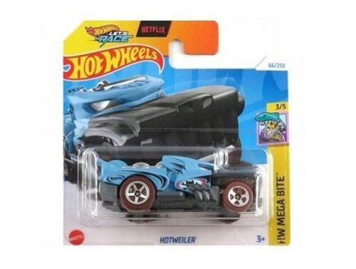 Vehicule Hotweiler 1:64 Mega Bite - Hot Wheels Collection, Attaque extreme - Nouveaute - Set petite voiture + carte