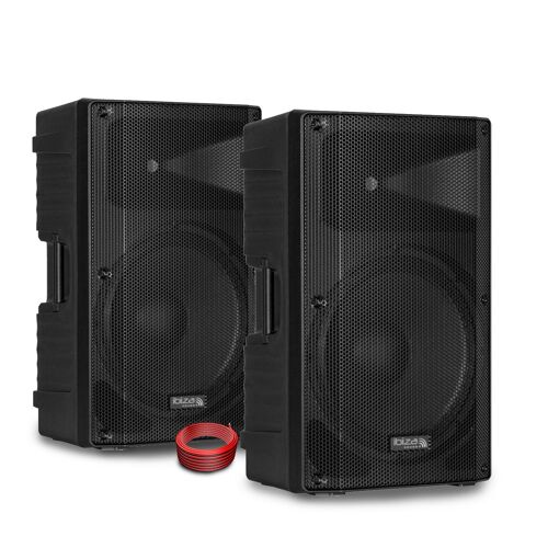 Paire d'enceinte passive Sono IBIZA XTK15-MKII 15"/38cm 2x600W - DJ Bass reflex 2 voies - Tweeter à compres. - câble 10M