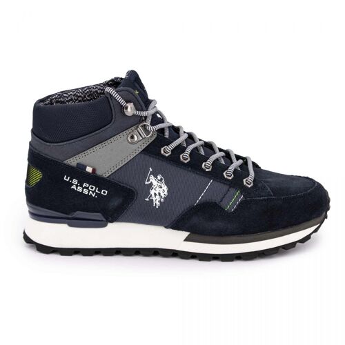 Baskets Montantes Logo Relief Avec Semelle Blanche Effet Daim Us Polo