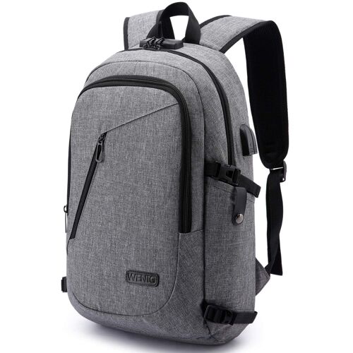 WENIG Antivol Sac à  Dos Ordinateur Portable 15.6 Pouces Homme Imperméable avec USB Charging Port Sac à  Dos d'affaires Sac à  Dos F