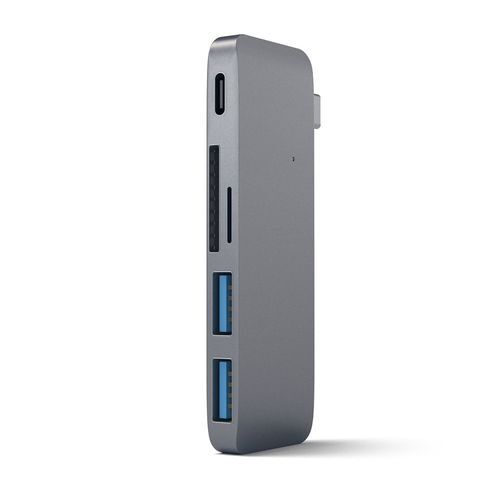 Satechi 3-en-1 Hub Combo Type-C USB 3.0 en Aluminum avec USB-C Chargement Pass-Through pour MacBook 2015/2016/2017/2018 12-pouces