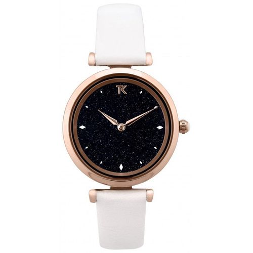 Trendy Kiss Montre Femme Analogique Quartz Bracelet Cuir Blanc - Trg10122-01