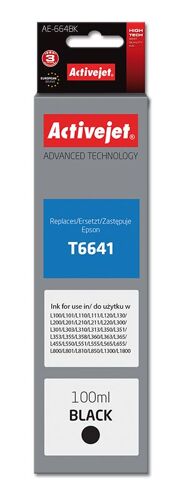 Activejet Bouteille D'encre Ae-664bk Pour Imprimante Epson, Remplacem