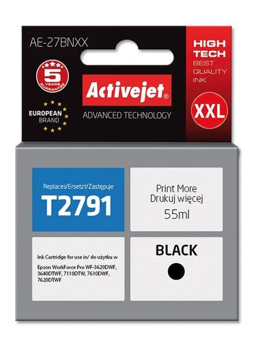 Activejet Encre Ae-27bnxx (remplacement Epson 27xxl T2791 Suprême 55