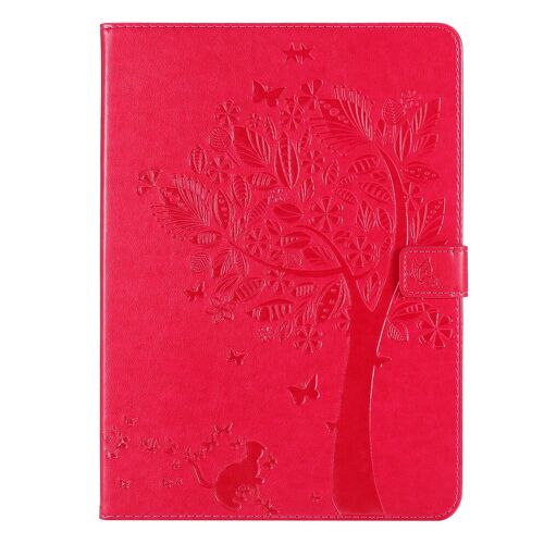 Étui Pour Ipad Mini 6 Pu Cuir Poche Cas Flip Coque Protection Housse Stand Case Chat Et Arbre,Rouge