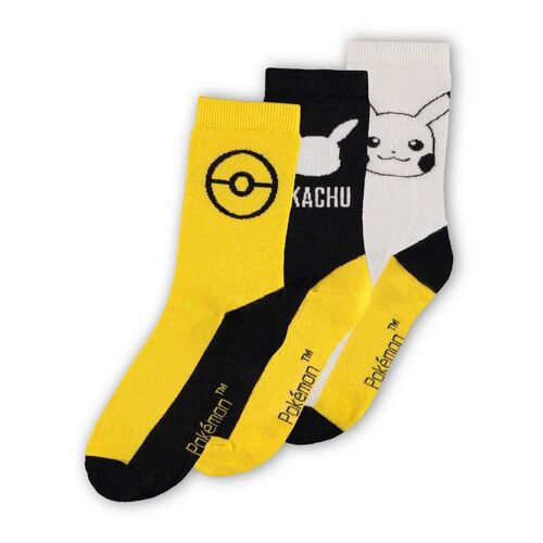 Pokemon Pack 3 Paires De Chaussettes Pikachu 39-42