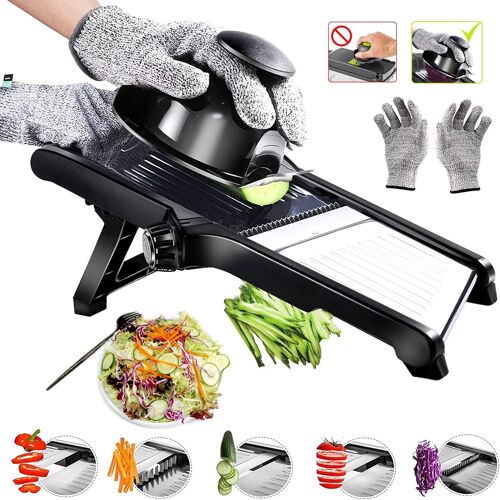Julienne Professional Slicer,3 In 1 Mandolin Slicer,Adjustable Vegetable Slicer For Food,Fruit And Vegetables-Slim 1mm To 9mm With Safety Gloves
