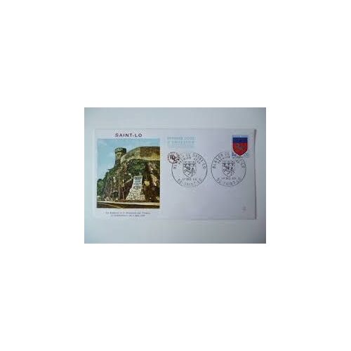 Enveloppe 1er Premier Jour D'émission Fdc - Les Remparts Et Le Monument Aux Victimes Du Bombardement Du 6 Juin 1944 - Blason De Saint Lo 17 Décembre 1966