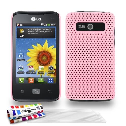 Coque Lg Optimus Hub / E510 - L'alveolia Rose Silicone Rigide (Tpu) + 3 Films